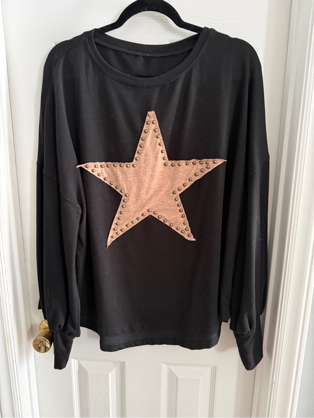Black Sweatshirt with Studded tan Star
